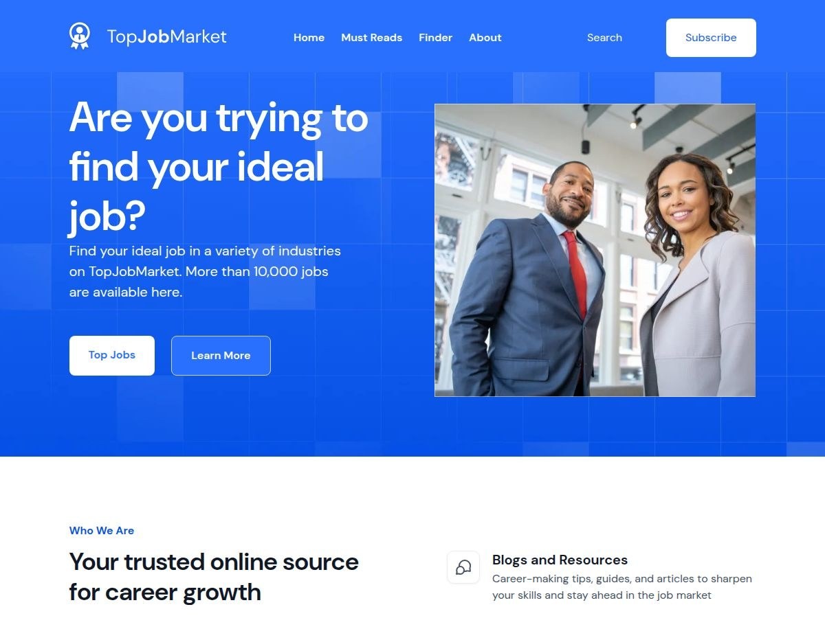 Top Job Market homepage redesign